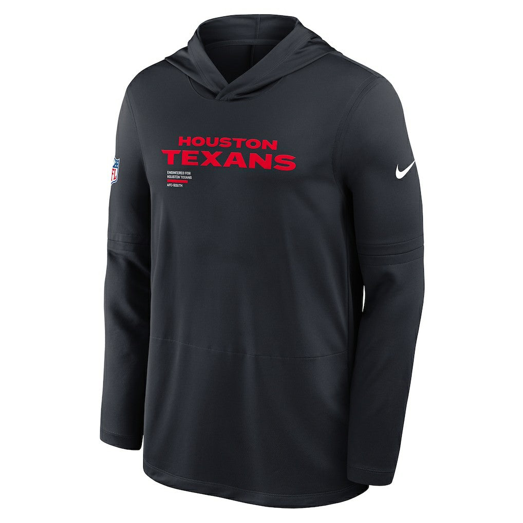 Houston Texans Sideline Pure Fury Performance Long Sleeve Hoodie T-Shirt Navy - Nike