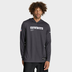 Dallas Cowboys Sideline Pure Fury Performance Long Sleeve Hoodie T-Shirt Anthracite - Nike