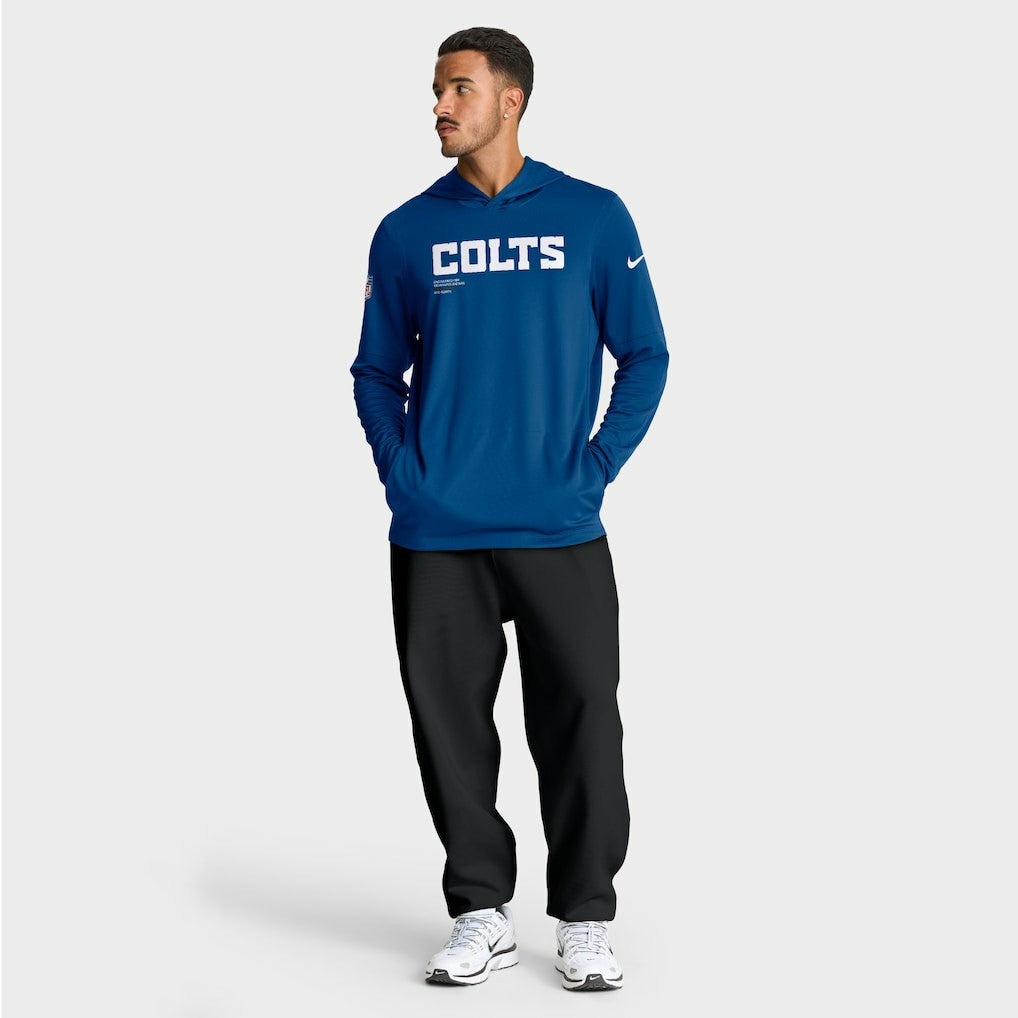 Indianapolis Colts Sideline Pure Fury Performance Long Sleeve Hoodie T-Shirt Royal - Nike