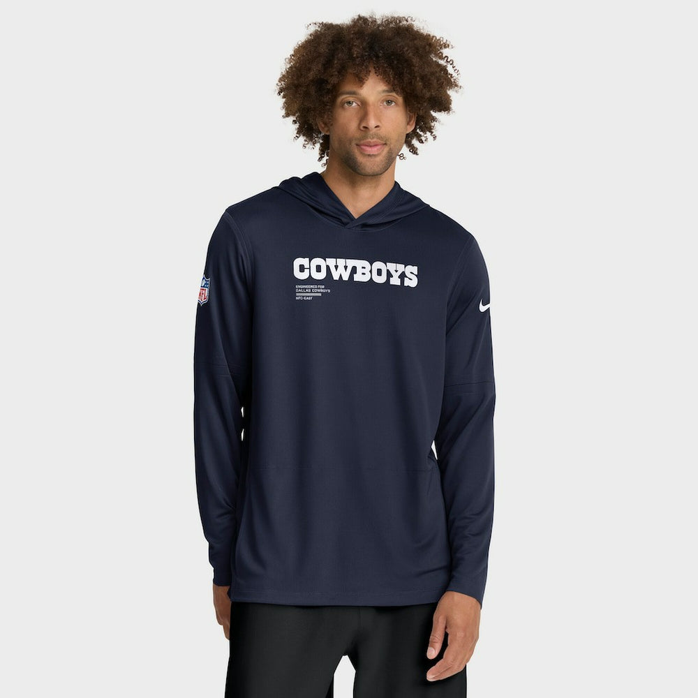 Dallas Cowboys Sideline Pure Fury Performance Long Sleeve Hoodie T-Shirt Navy - Nike