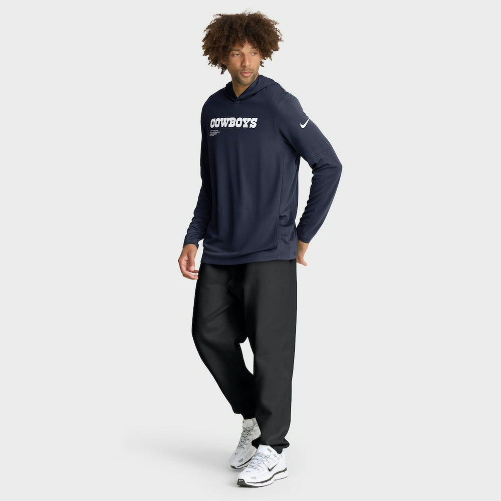 Dallas Cowboys Sideline Pure Fury Performance Long Sleeve Hoodie T-Shirt Navy - Nike