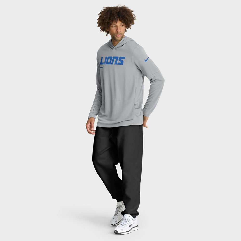 Detroit Lions Sideline Pure Fury Performance Long Sleeve Hoodie T-Shirt Gray - Nike