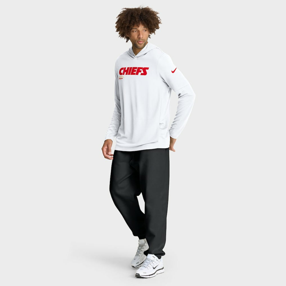 Kansas City Chiefs Sideline Pure Fury Performance Long Sleeve Hoodie T-Shirt White - Nike