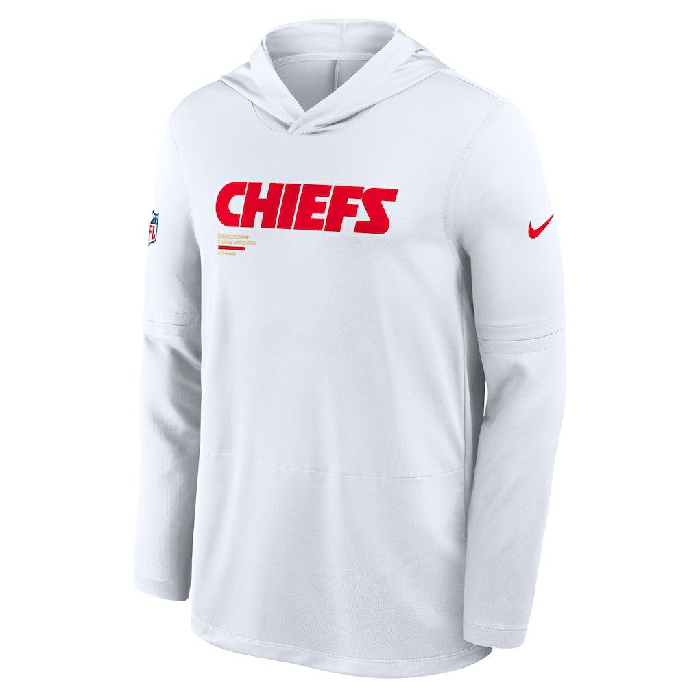 Kansas City Chiefs Sideline Pure Fury Performance Long Sleeve Hoodie T-Shirt White - Nike