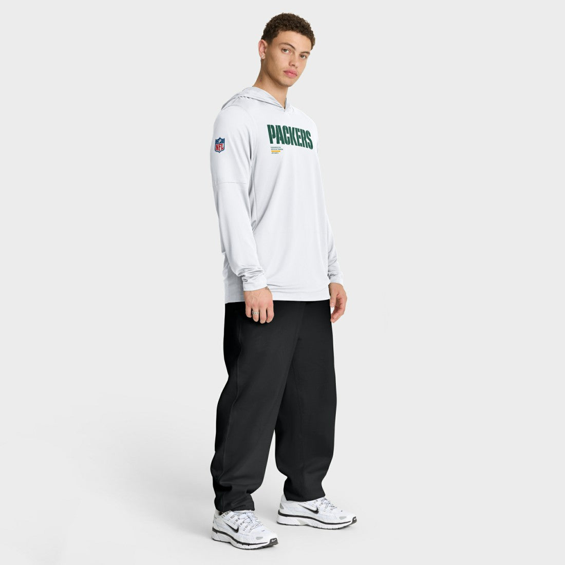 Green Bay Packers Sideline Pure Fury Performance Long Sleeve Hoodie T-Shirt White - Nike