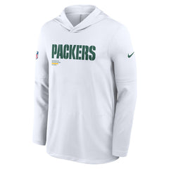 Green Bay Packers Sideline Pure Fury Performance Long Sleeve Hoodie T-Shirt White - Nike