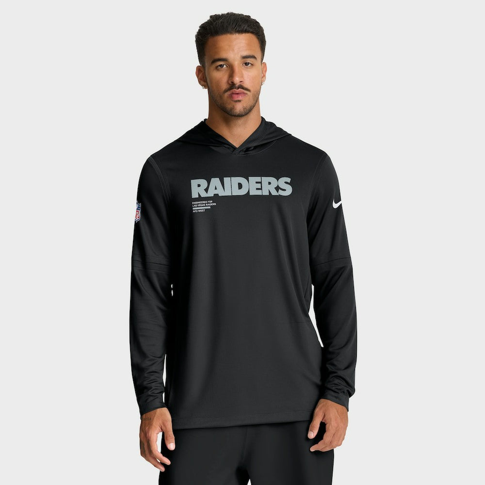 Las Vegas Raiders Sideline Pure Fury Performance Long Sleeve Hoodie T-Shirt Black - Nike