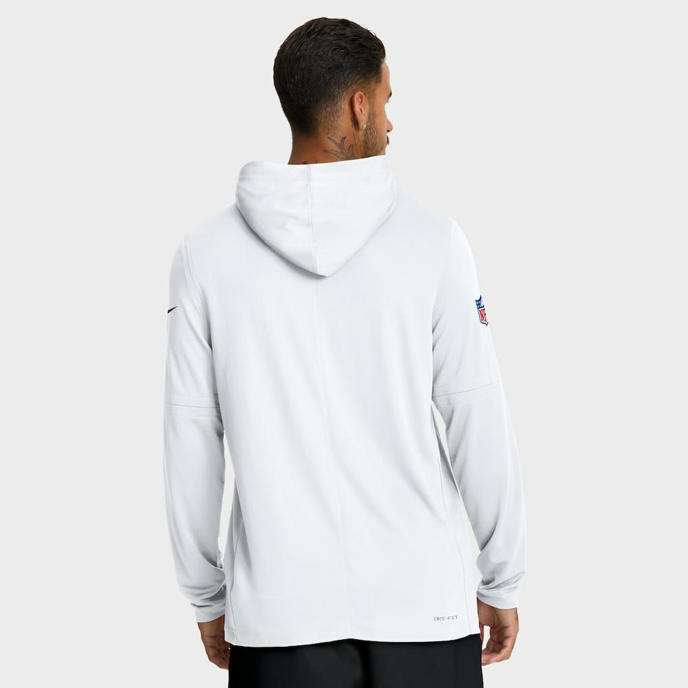 Minnesota Vikings Sideline Pure Fury Performance Long Sleeve Hoodie T-Shirt White - Nike