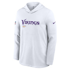 Minnesota Vikings Sideline Pure Fury Performance Long Sleeve Hoodie T-Shirt White - Nike