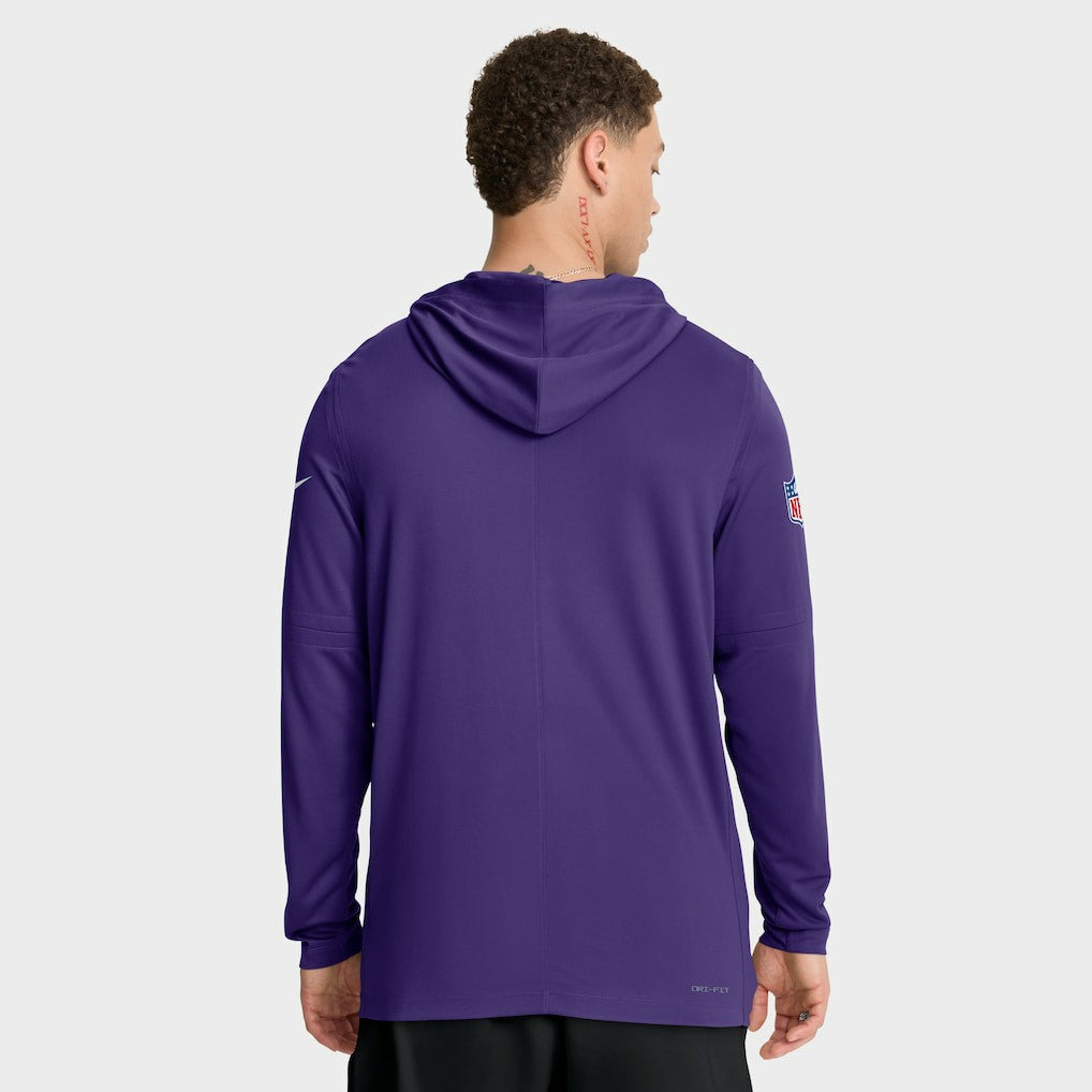 Minnesota Vikings Sideline Pure Fury Performance Long Sleeve Hoodie T-Shirt Purple - Nike