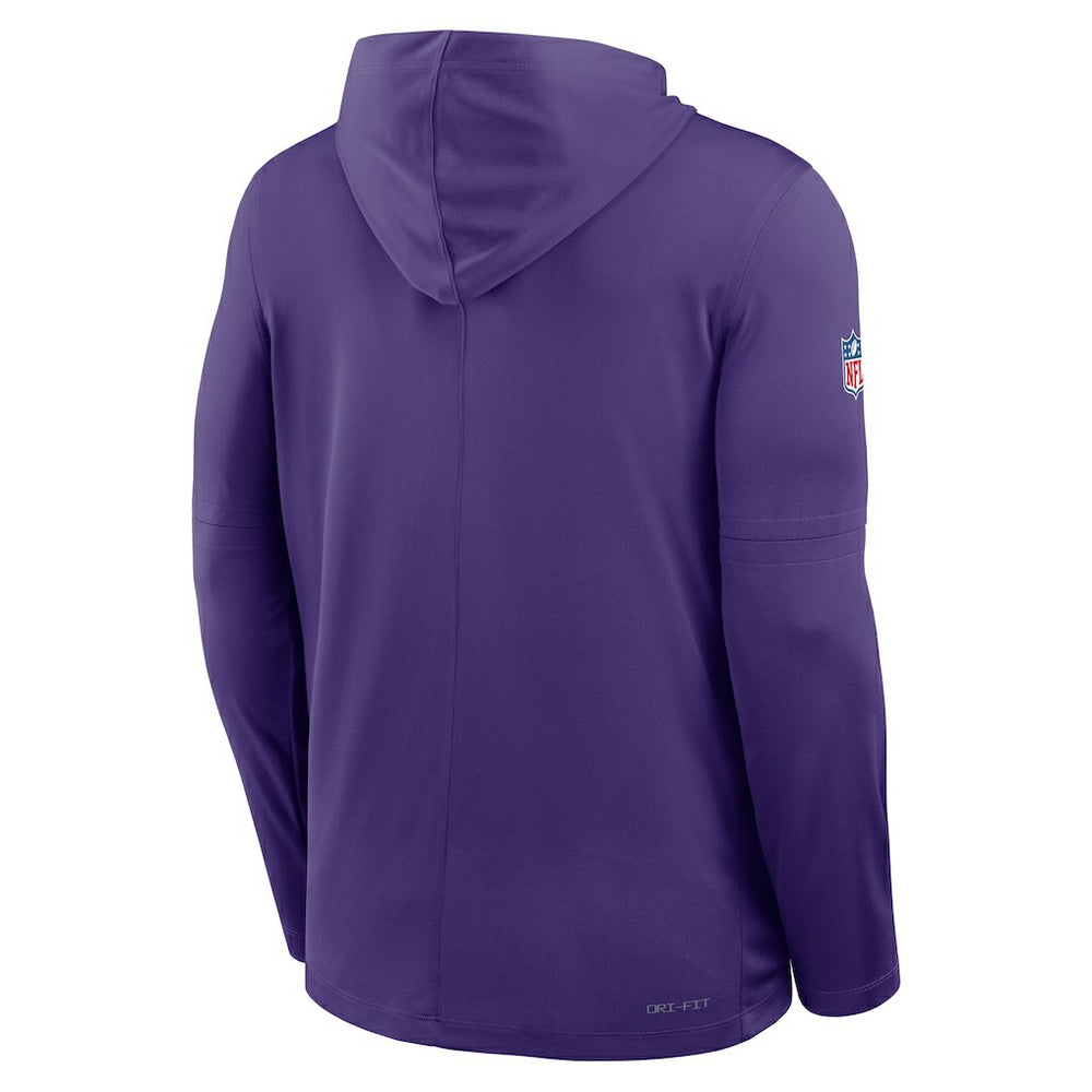 Minnesota Vikings Sideline Pure Fury Performance Long Sleeve Hoodie T-Shirt Purple - Nike