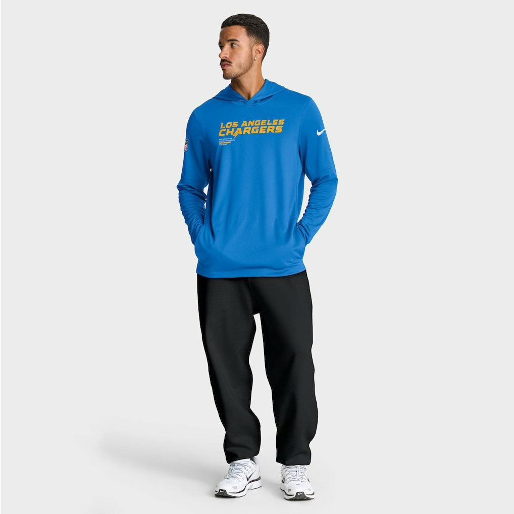 Los Angeles Chargers Sideline Pure Fury Performance Long Sleeve Hoodie T-Shirt Powder Blue - Nike