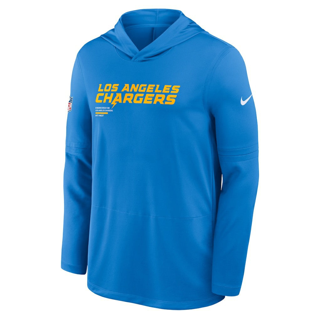 Los Angeles Chargers Sideline Pure Fury Performance Long Sleeve Hoodie T-Shirt Powder Blue - Nike