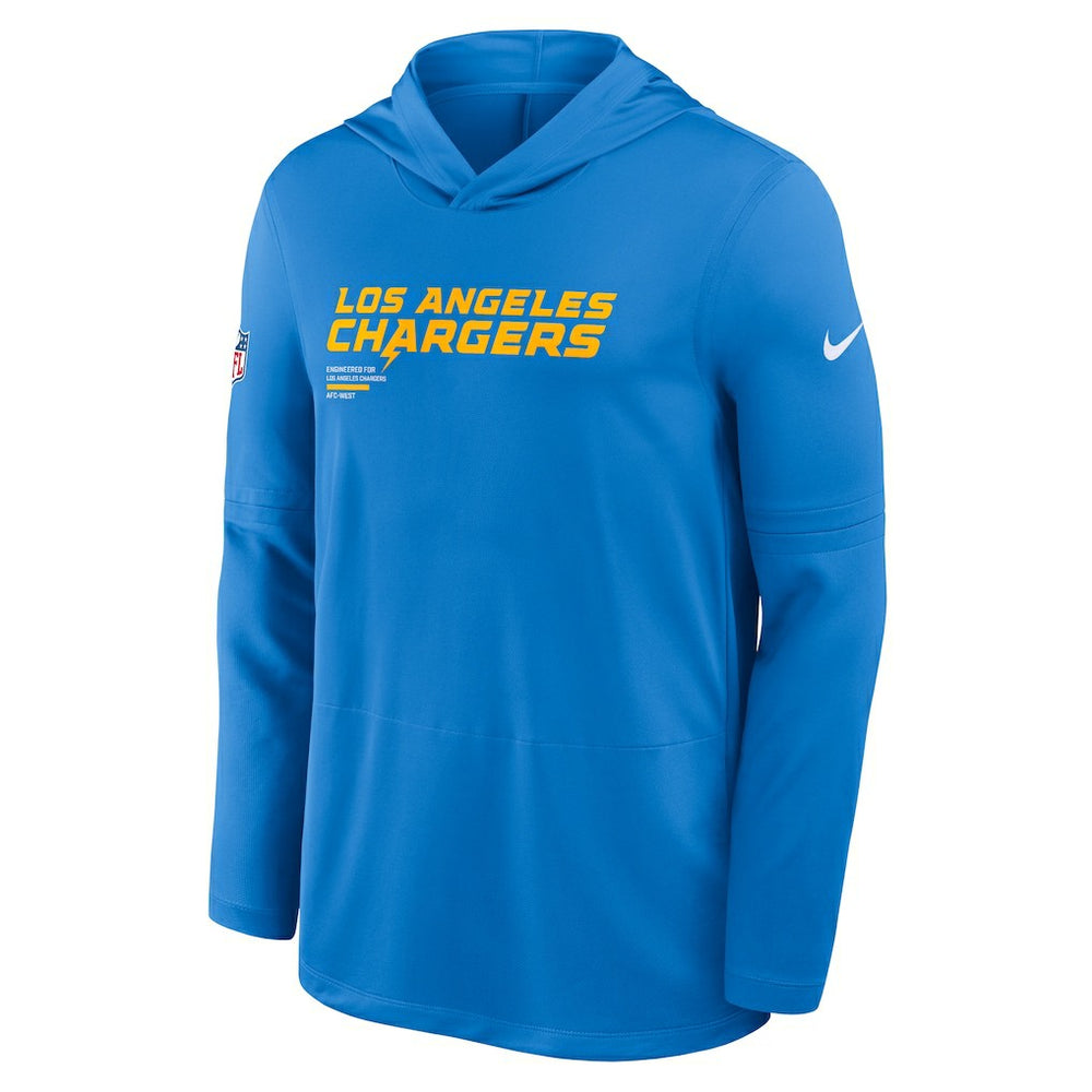 Los Angeles Chargers Sideline Pure Fury Performance Long Sleeve Hoodie T-Shirt Powder Blue - Nike