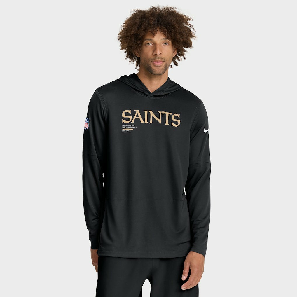 New Orleans Saints Sideline Pure Fury Performance Long Sleeve Hoodie T-Shirt Black - Nike