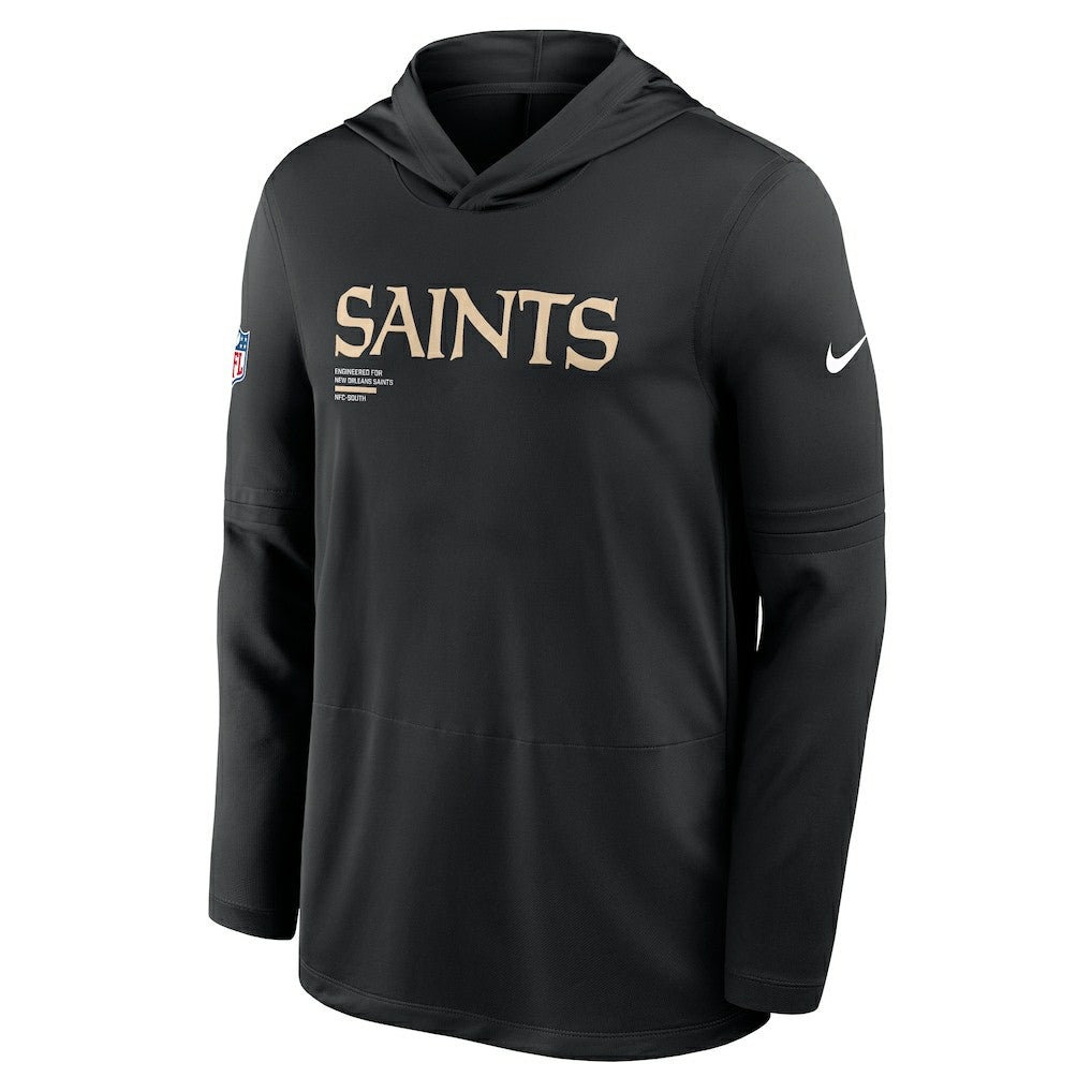 New Orleans Saints Sideline Pure Fury Performance Long Sleeve Hoodie T-Shirt Black - Nike