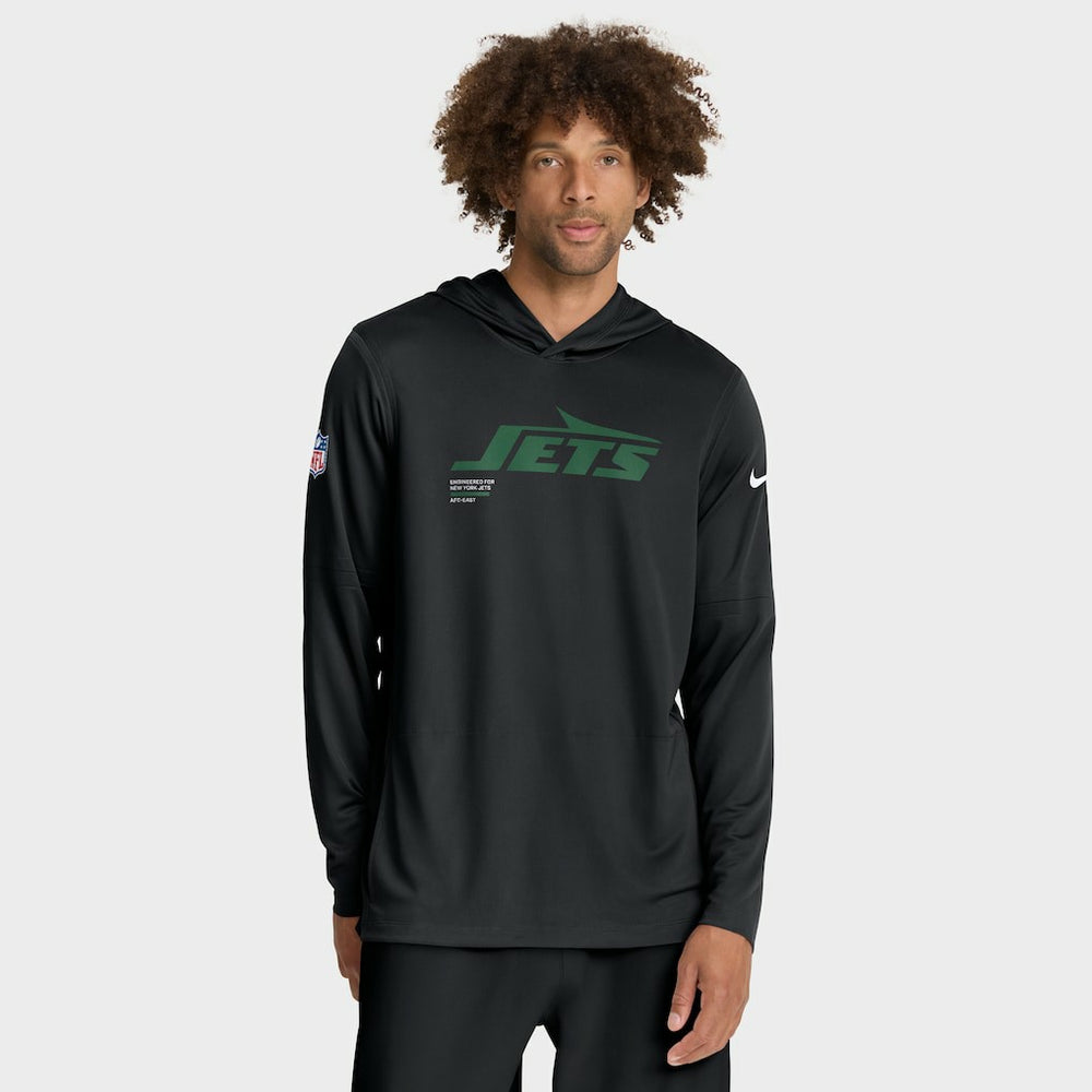 New York Jets Sideline Pure Fury Performance Long Sleeve Hoodie T-Shirt Black - Nike