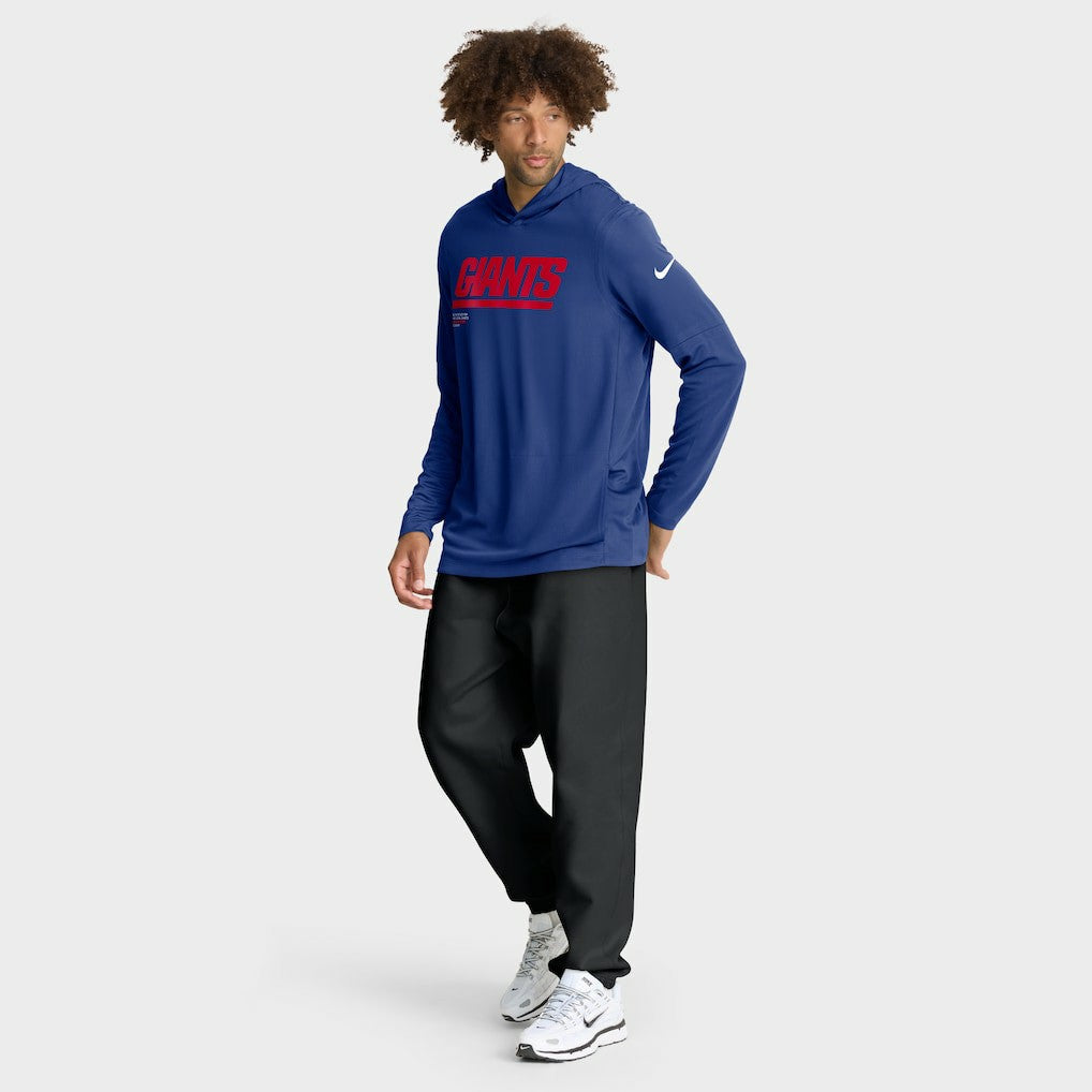 New York Giants Sideline Pure Fury Performance Long Sleeve Hoodie T-Shirt Royal - Nike