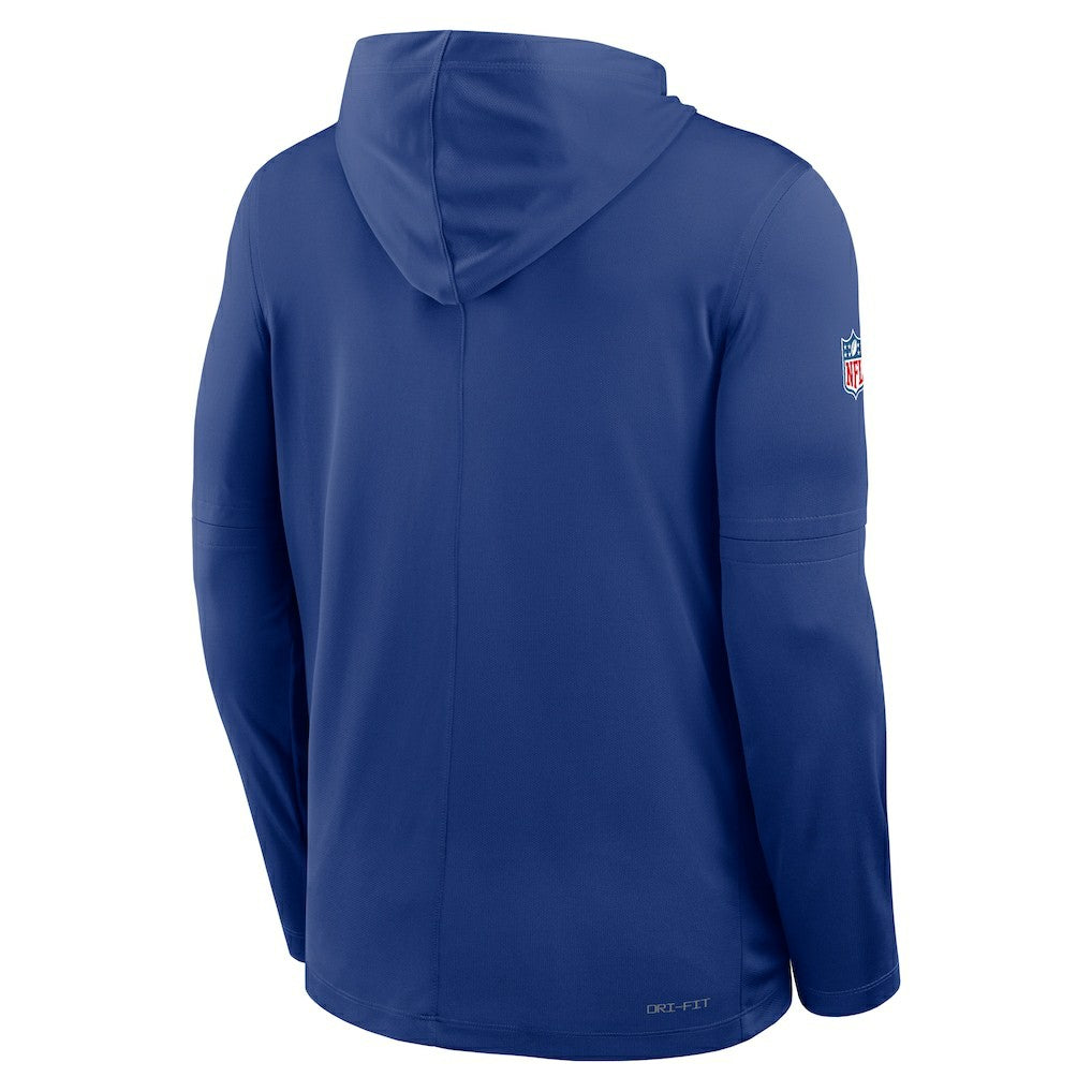 New York Giants Sideline Pure Fury Performance Long Sleeve Hoodie T-Shirt Royal - Nike