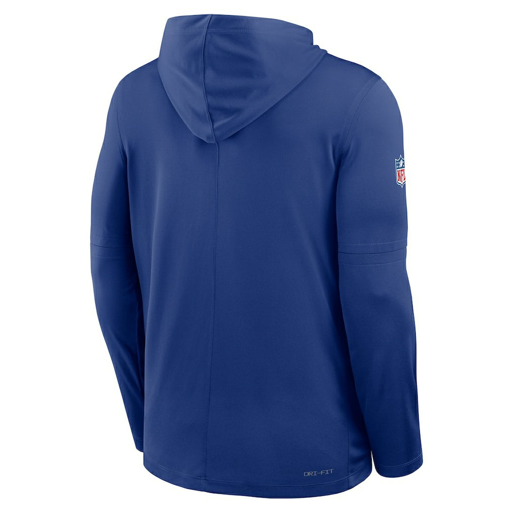 New York Giants Sideline Pure Fury Performance Long Sleeve Hoodie T-Shirt Royal - Nike