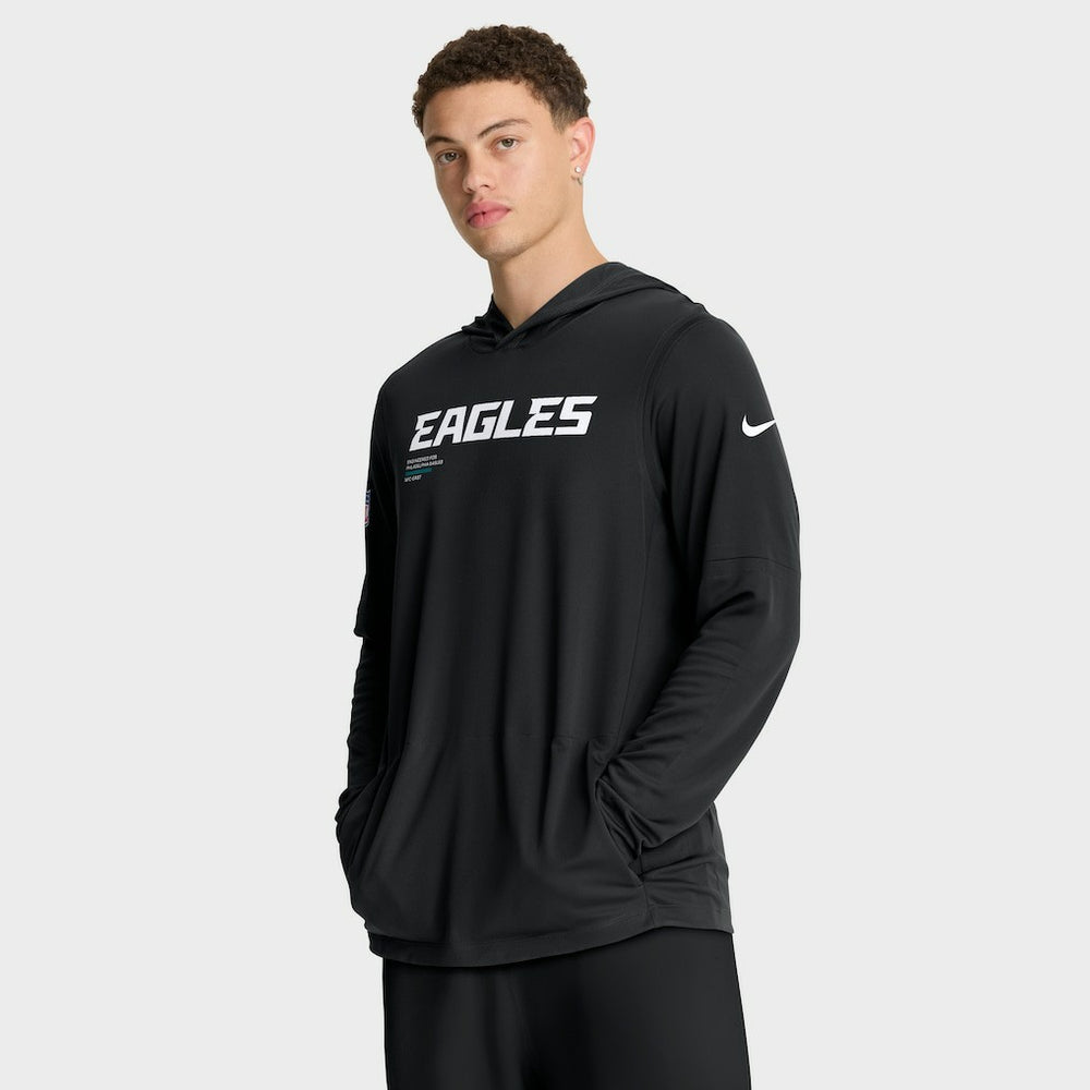 Philadelphia Eagles Sideline Pure Fury Performance Long Sleeve Hoodie T-Shirt Black - Nike