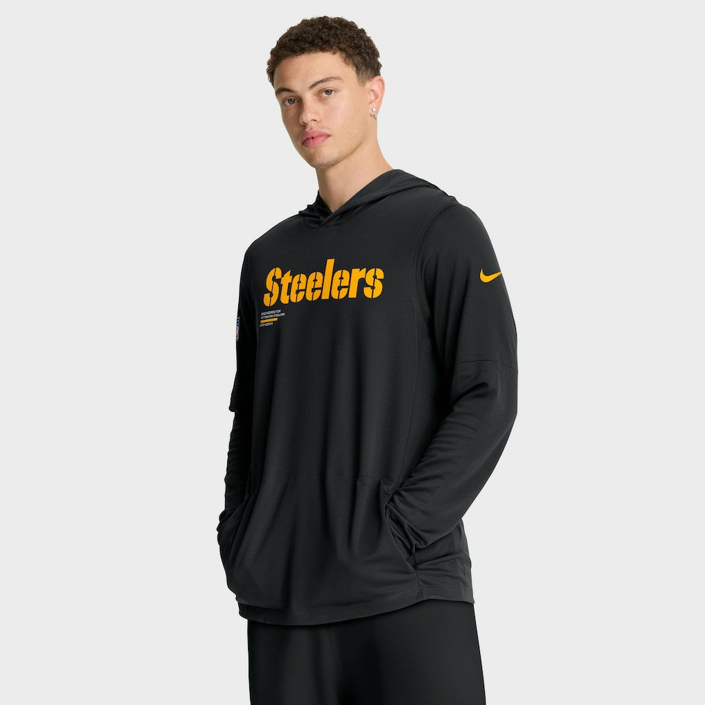 Pittsburgh Steelers Sideline Pure Fury Performance Long Sleeve Hoodie T-Shirt Black - Nike