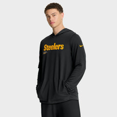 Pittsburgh Steelers Sideline Pure Fury Performance Long Sleeve Hoodie T-Shirt Black - Nike