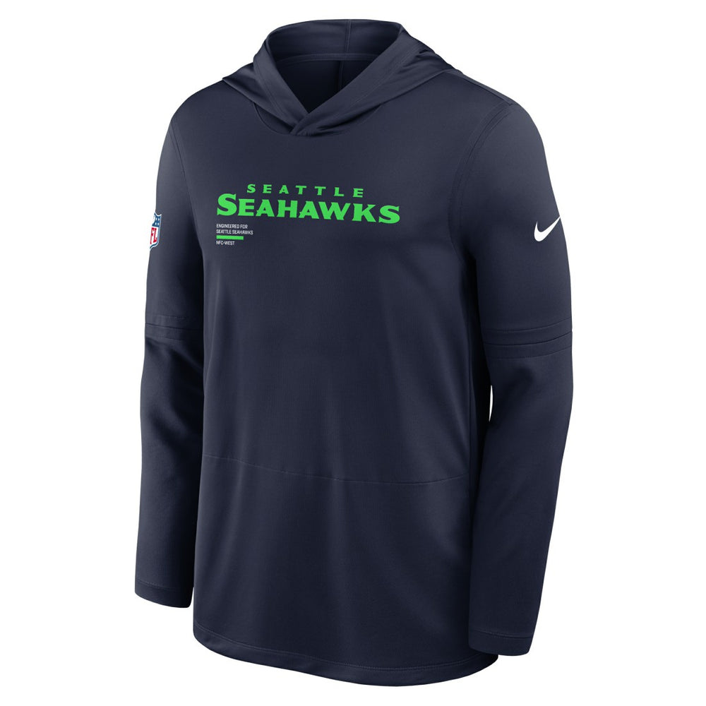 Seattle Seahawks Sideline Pure Fury Performance Long Sleeve Hoodie T-Shirt College Navy - Nike