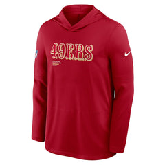 San Francisco 49ers Sideline Pure Fury Performance Long Sleeve Hoodie T-Shirt Scarlet - Nike