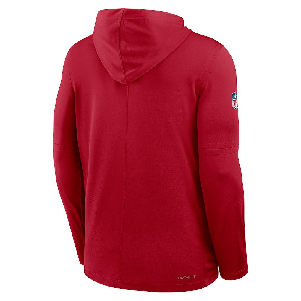 San Francisco 49ers Sideline Pure Fury Performance Long Sleeve Hoodie T-Shirt Scarlet - Nike