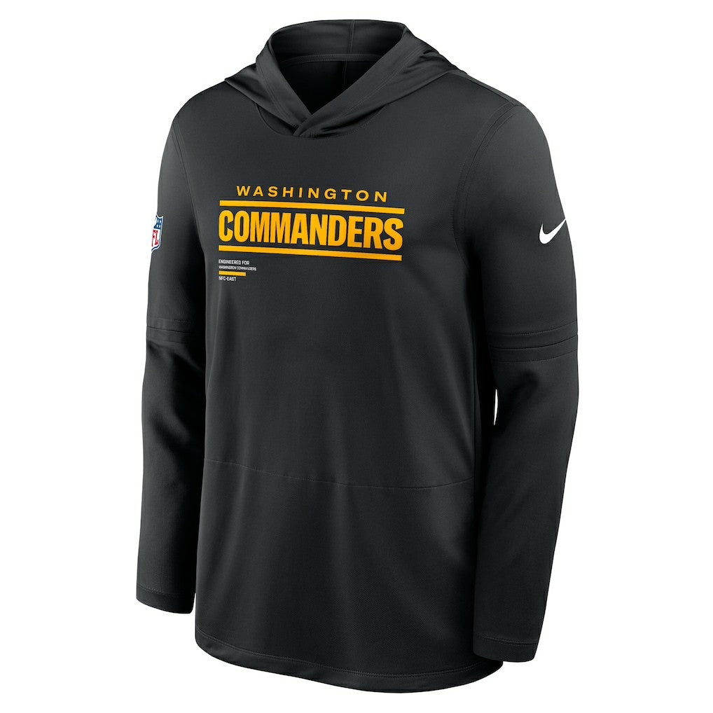 Washington Commanders Sideline Pure Fury Performance Long Sleeve Hoodie T-Shirt Black - Nike