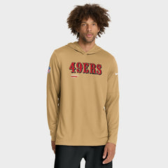 San Francisco 49ers Sideline Pure Fury Performance Long Sleeve Hoodie T-Shirt Gold - Nike