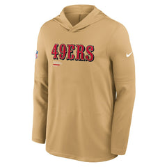 San Francisco 49ers Sideline Pure Fury Performance Long Sleeve Hoodie T-Shirt Gold - Nike