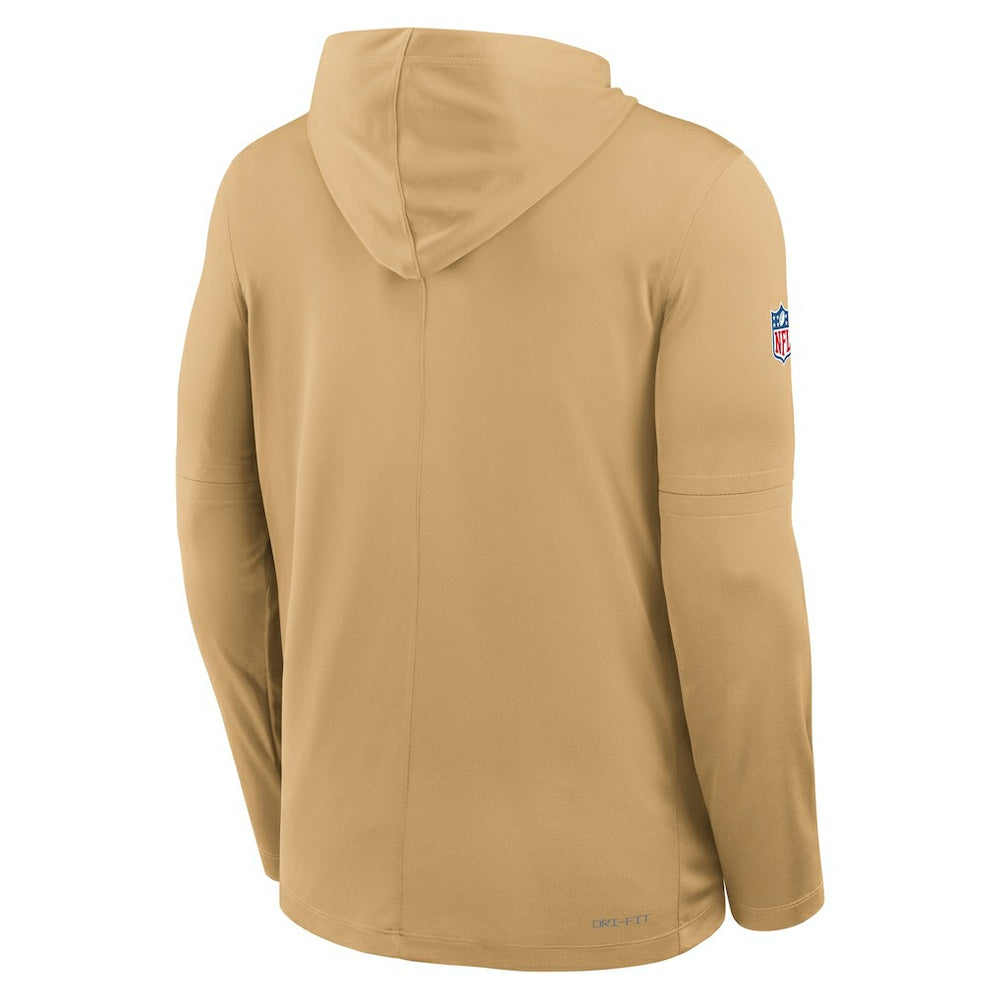 San Francisco 49ers Sideline Pure Fury Performance Long Sleeve Hoodie T-Shirt Gold - Nike
