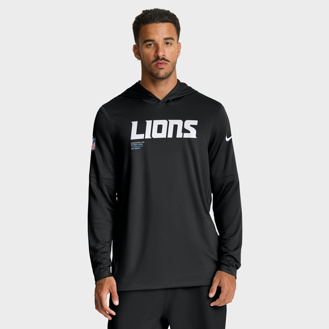 Detroit Lions Sideline Pure Fury Performance Long Sleeve Hoodie T-Shirt Black - Nike