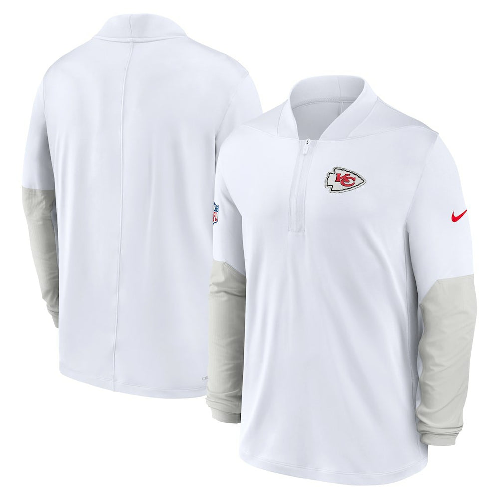 Kansas City Chiefs Sideline Dri-FIT Half-Zip Pullover White - Nike