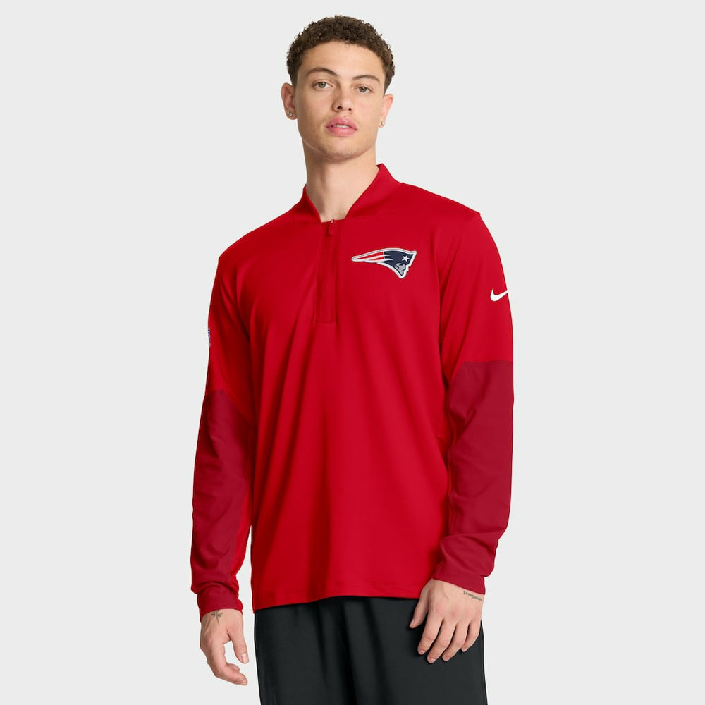 New England Patriots Sideline Dri-FIT Half-Zip Pullover Red - Nike