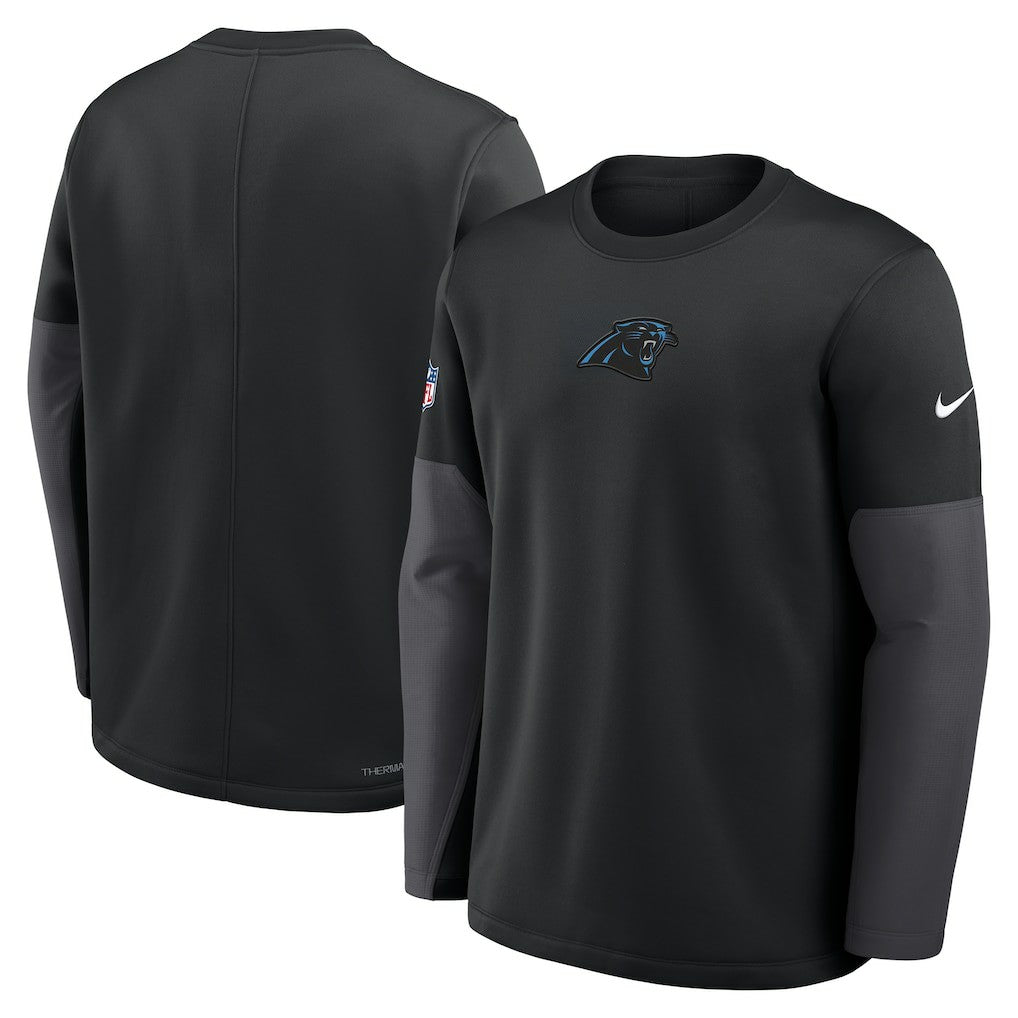 Carolina Panthers Sideline Coach Therma-FIT Long Sleeve T-Shirt Black - Nike