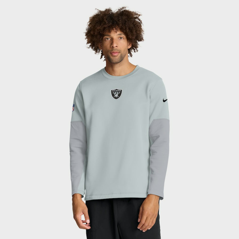 Las Vegas Raiders Sideline Coach Therma-FIT Long Sleeve T-Shirt Silver - Nike