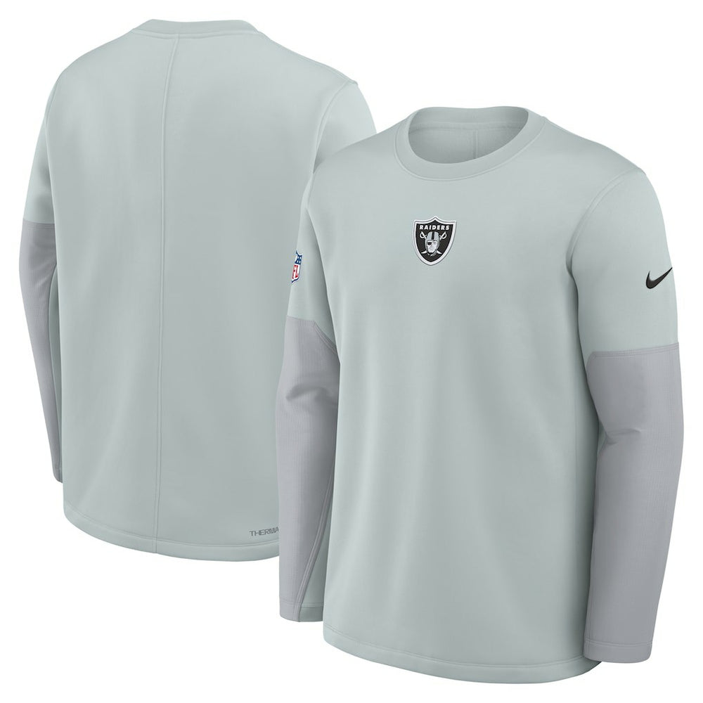 Las Vegas Raiders Sideline Coach Therma-FIT Long Sleeve T-Shirt Silver - Nike