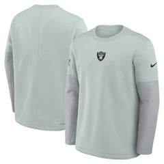 Las Vegas Raiders Sideline Coach Therma-FIT Long Sleeve T-Shirt Silver - Nike