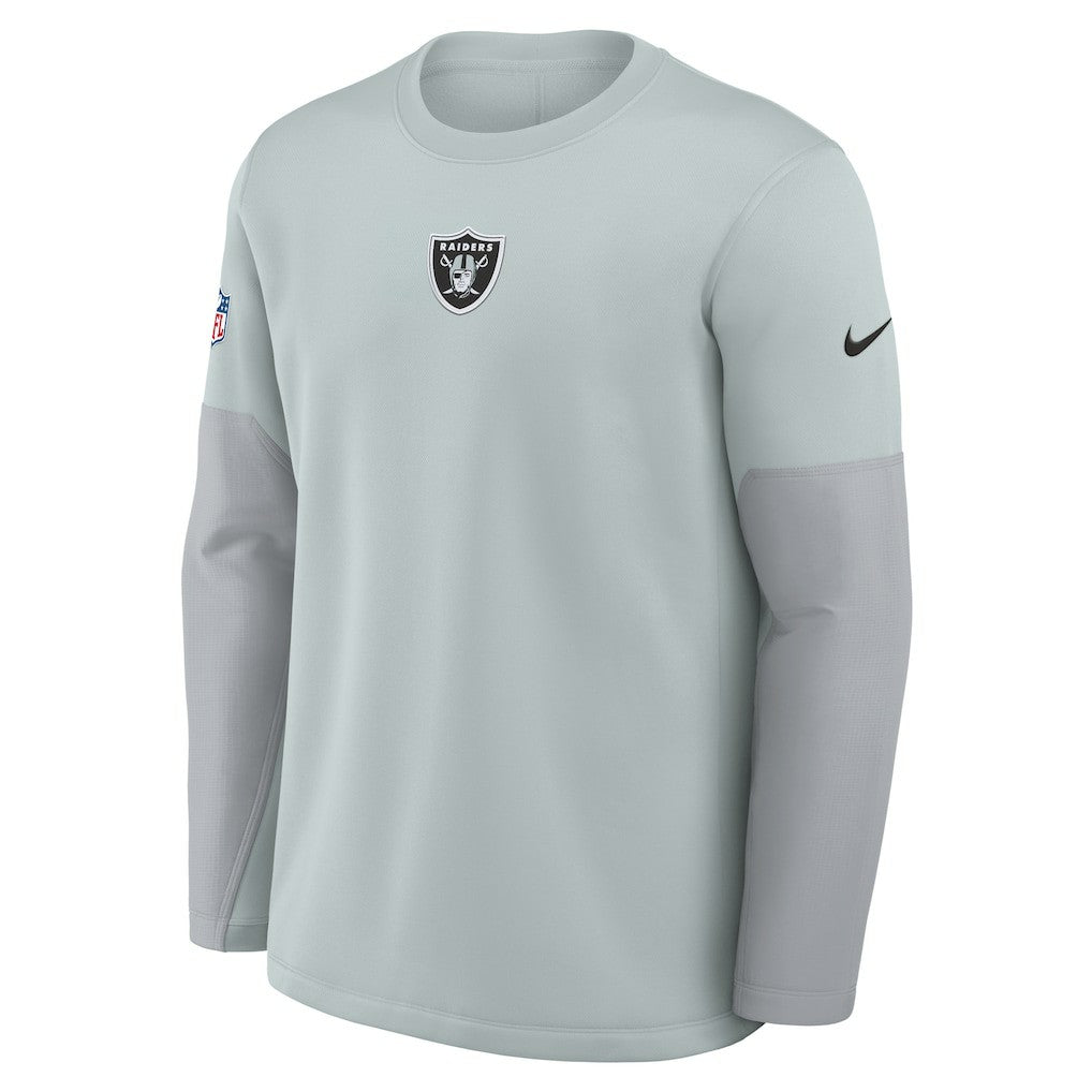 Las Vegas Raiders Sideline Coach Therma-FIT Long Sleeve T-Shirt Silver - Nike