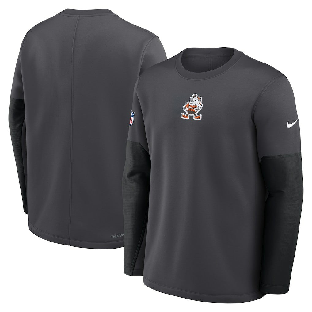 Cleveland Browns Sideline Coach Therma-FIT Long Sleeve T-Shirt Anthracite - Nike