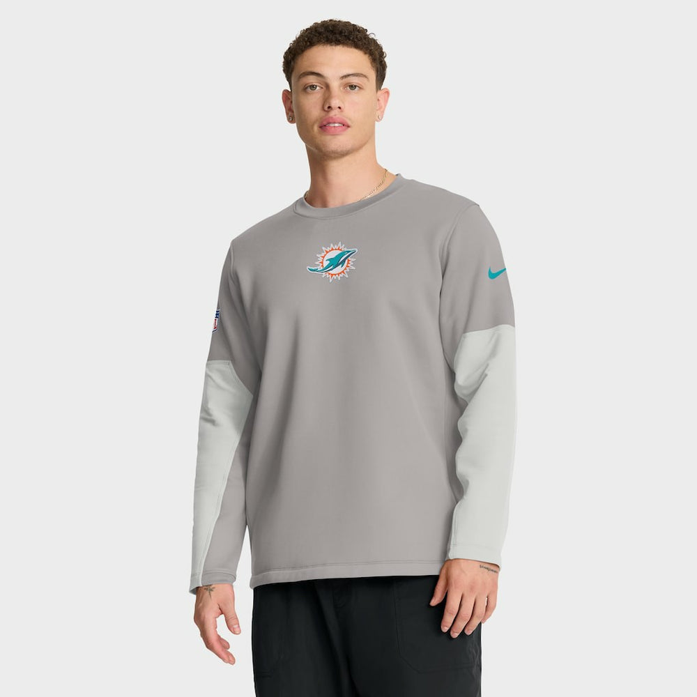 Miami Dolphins Sideline Coach Therma-FIT Long Sleeve T-Shirt Gray - Nike