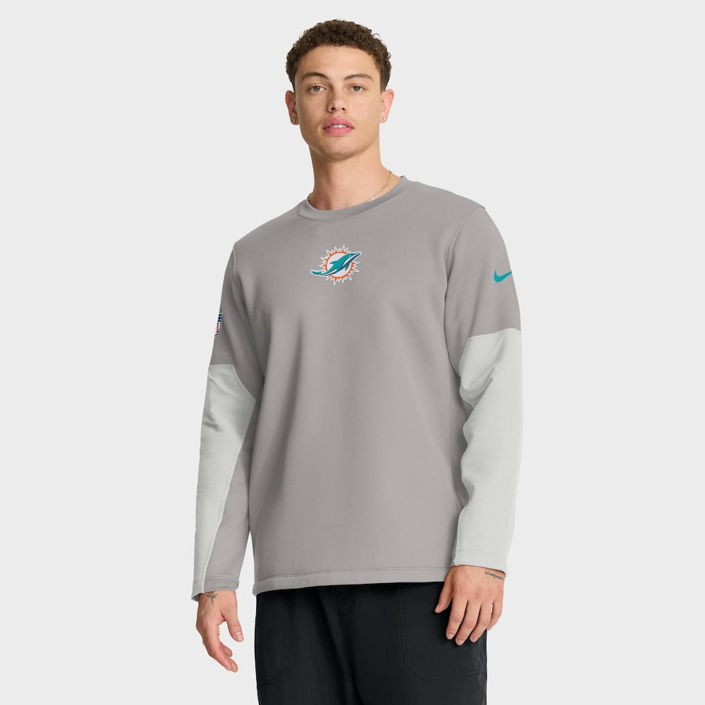 Miami Dolphins Sideline Coach Therma-FIT Long Sleeve T-Shirt Gray - Nike