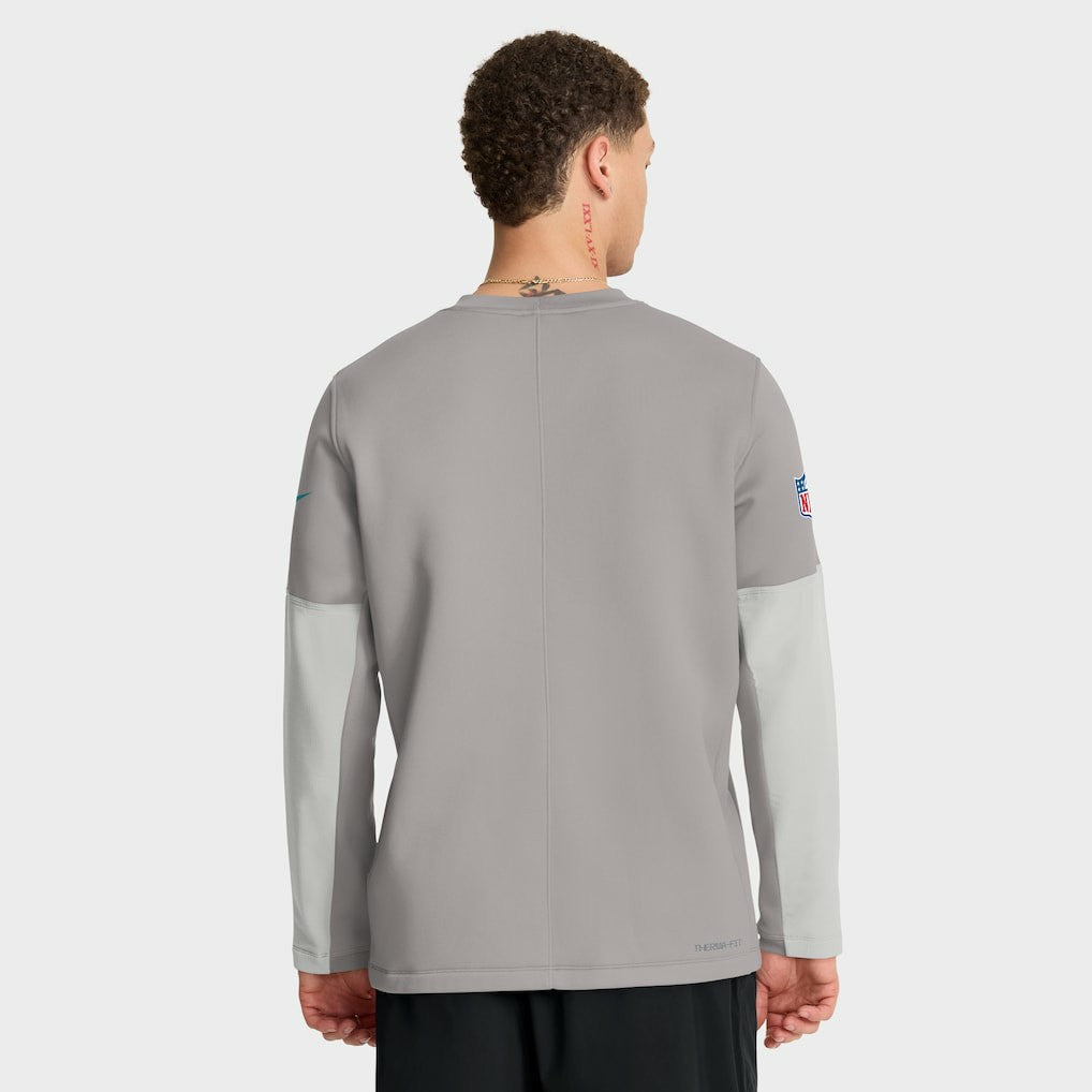 Miami Dolphins Sideline Coach Therma-FIT Long Sleeve T-Shirt Gray - Nike