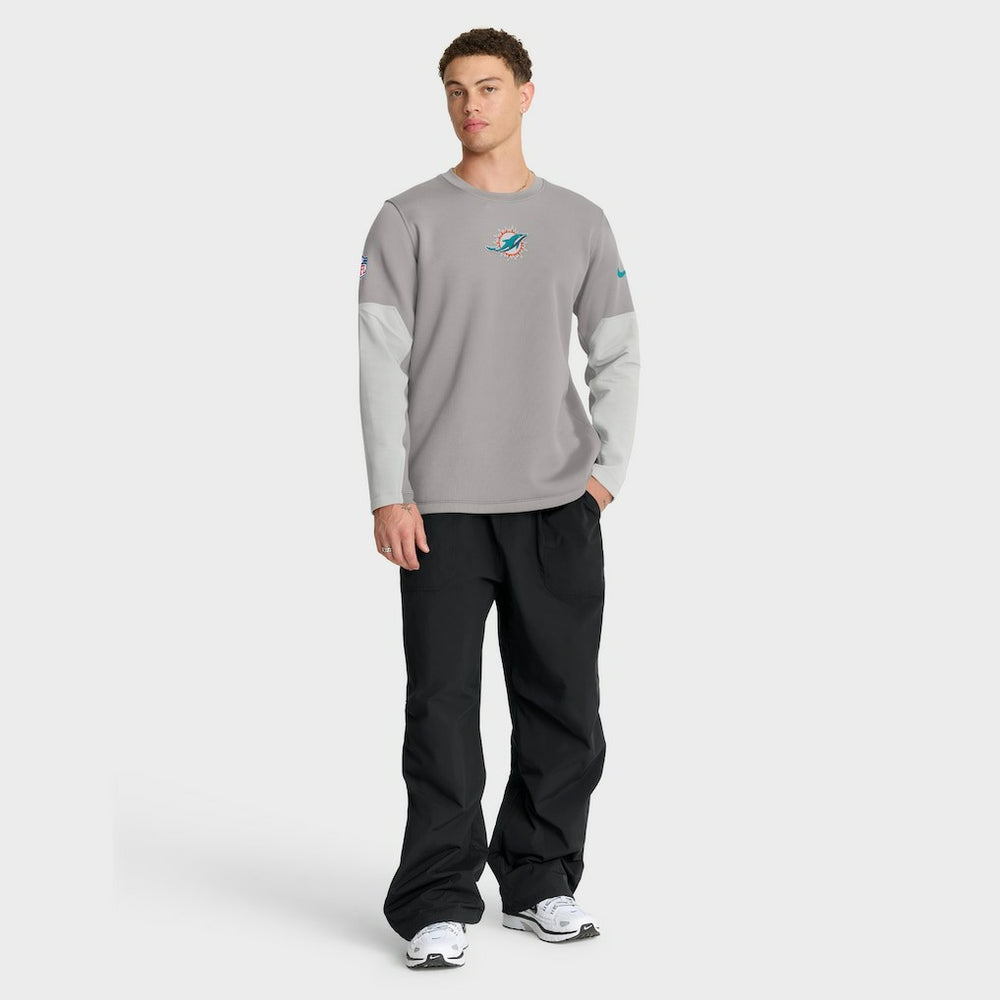 Miami Dolphins Sideline Coach Therma-FIT Long Sleeve T-Shirt Gray - Nike