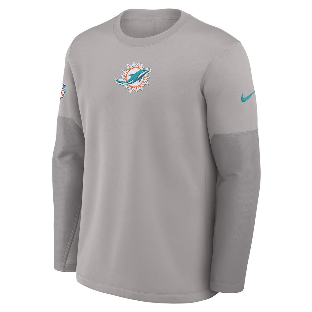 Miami Dolphins Sideline Coach Therma-FIT Long Sleeve T-Shirt Gray - Nike