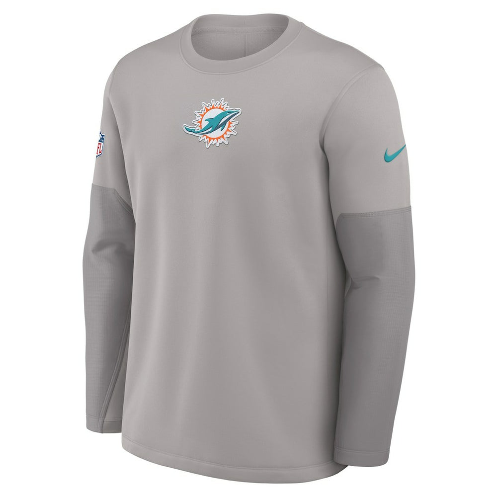 Miami Dolphins Sideline Coach Therma-FIT Long Sleeve T-Shirt Gray - Nike