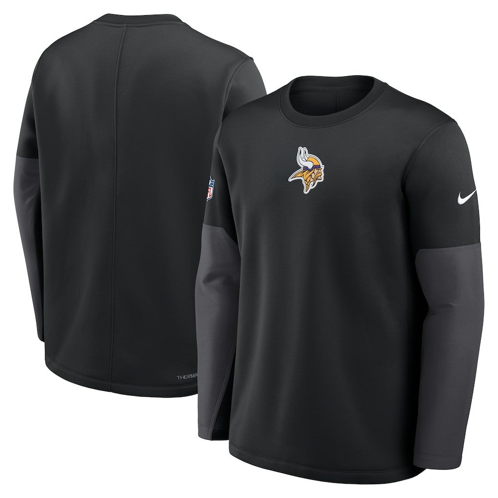 Minnesota Vikings Sideline Coach Therma-FIT Long Sleeve T-Shirt Black - Nike